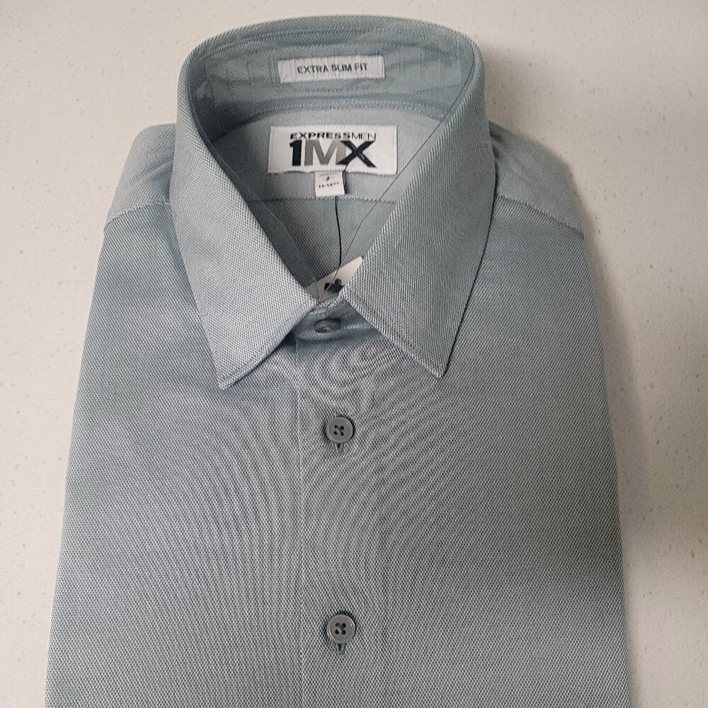 Express 1MX Extra Slim Fit Small 14-14.5 Gray Collared Brand New